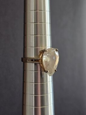 Gold-Tone Pear Cut Clear Stone Ring - Women Jewelry